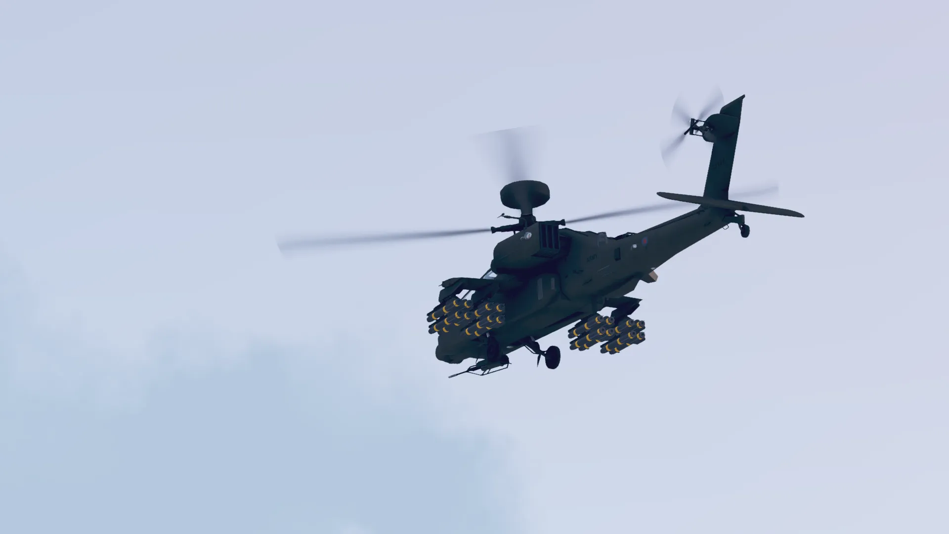 An Apache attack helicopter on task.
