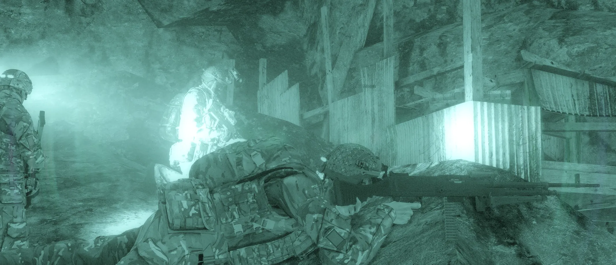A section fighting through an enemy position.