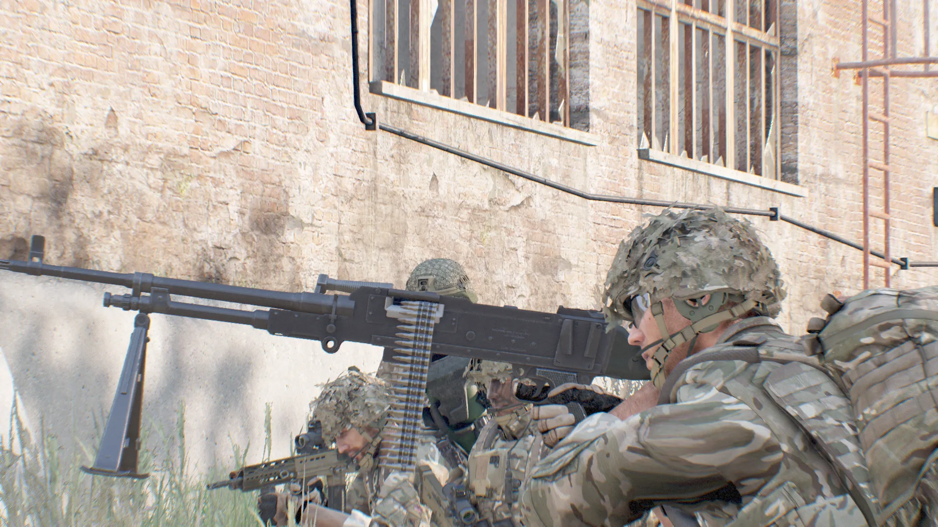 A GPMG gunner providing fire support.