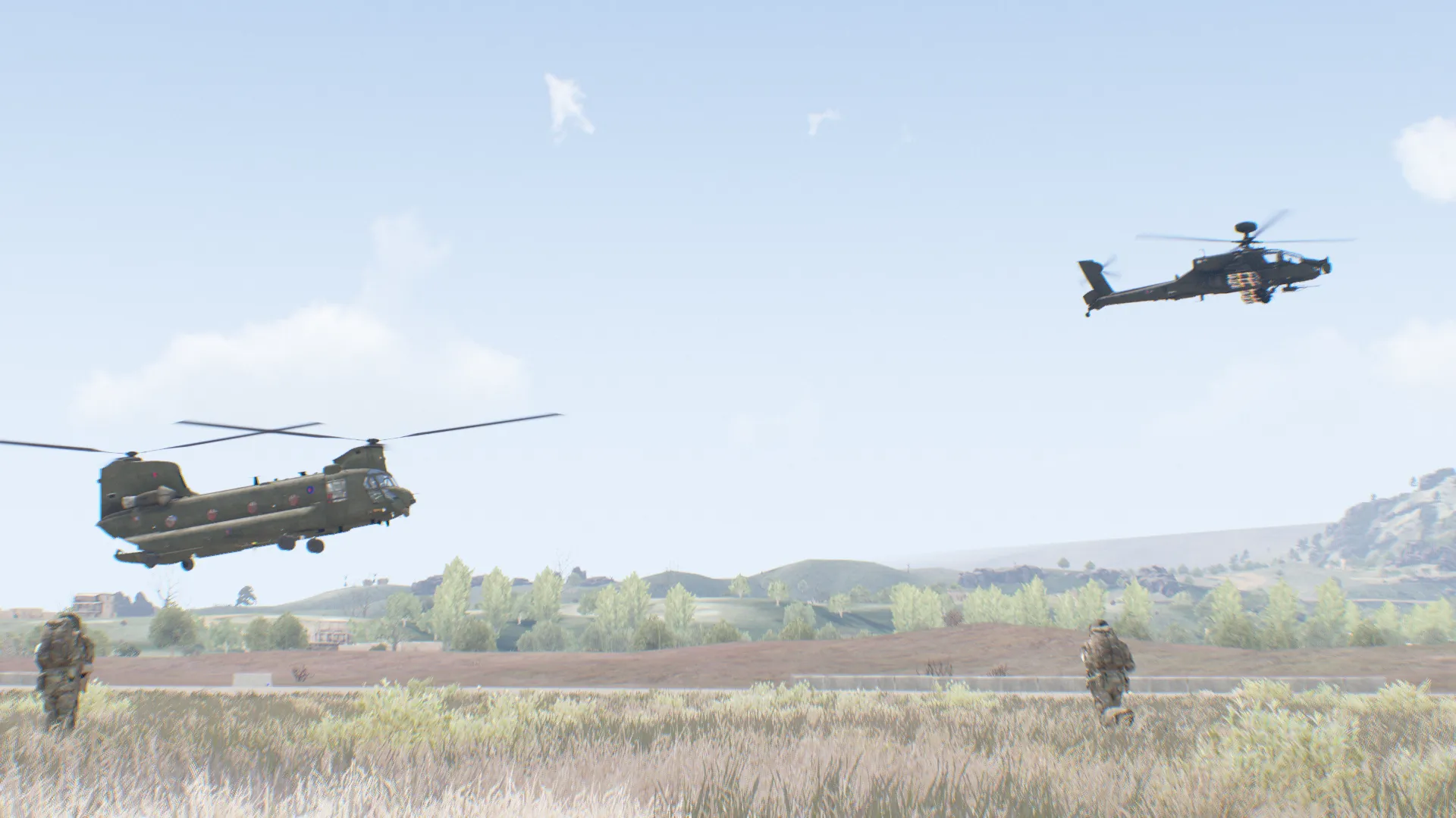 Ground troops working alongside a JAC aircrew.