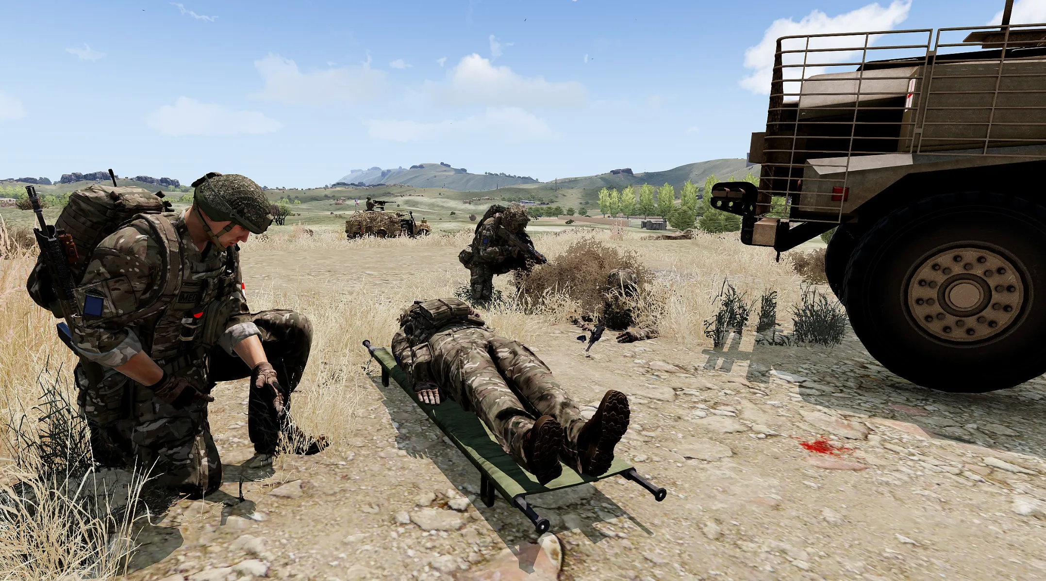 A section responding to a soldier down during contact.